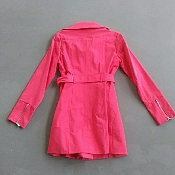 New York & Company Pink Trench Coat with Belted Waist - Picture 9 of 9